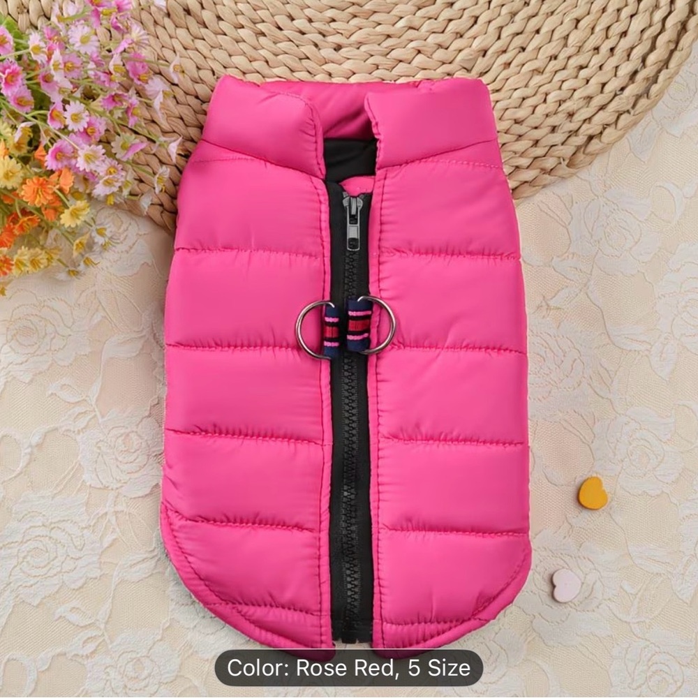 Pink Dog or Cat Pet Puffer Vest Jacket Sz M